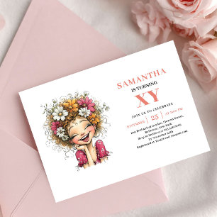 Cute Fairy Girl 9th Birthday Blush Pink invitation