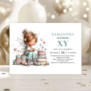 Cute Fairy Girl 9th Birthday Whimsical Magical Invitation