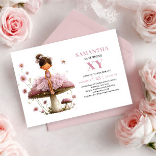 Cute Fairy Girl Birthday Floral Pink invitation