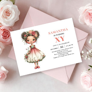 Cute Fairy Girl Birthday Pink Magic invitation