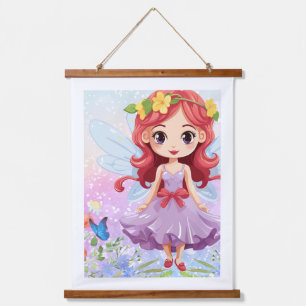 Cute Fairy Girl Floral Wall Hanging Poster   Whims Tapestry