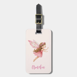 Cute Fairy Girl in a Pink Dress Whimsical Luggage Tag