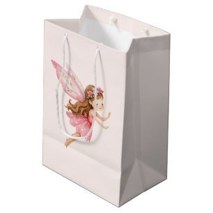 Cute Fairy Girl in a Pink Dress Whimsical Medium Gift Bag