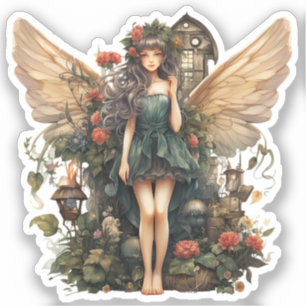 Cute Fairy Girl in Floral Garden