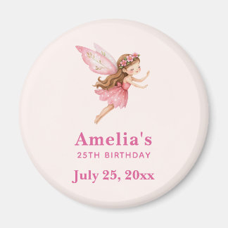 Cute Fairy Girl in Pink Dress Birthday Party Date Magnet