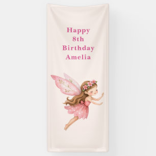 Cute Fairy Girl in Pink Dress Whimsical Birthday Banner