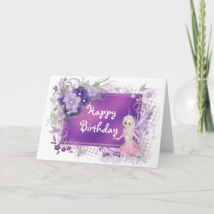 Cute Fairy Girl's Happy Birthday Greeting Card