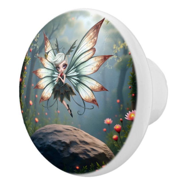 Cute Fairy Guardian in Magical Forest  Ceramic Knob (Right)