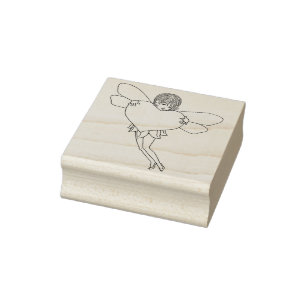 Cute Fairy Holding a Big Heart Rubber Stamp