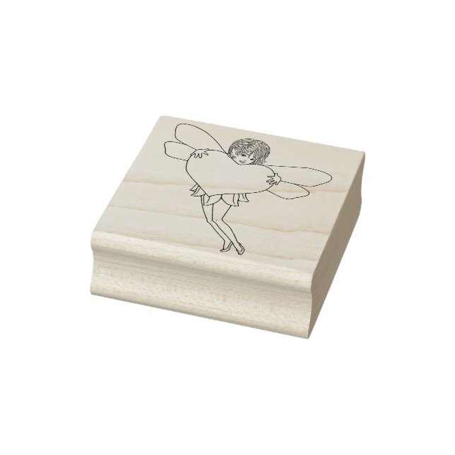 Cute Fairy Holding a Big Heart Rubber Stamp (Stamp)