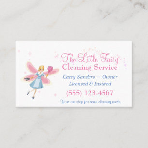 Cute Fairy House Cleaning Service Business Card