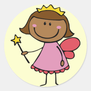 Cute Fairy in a Pink Dress Classic Round Sticker