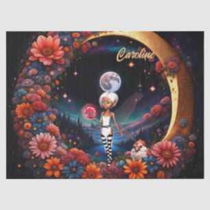 Cute fairy in the moon light.  tissue paper