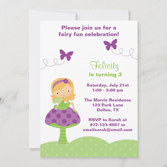 Cute Fairy Invitations (Front)
