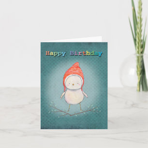 Cute Fairy Little Bird Pixy Hat Rainbow Birthday Card