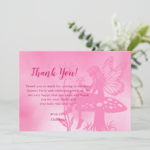 Cute Fairy Mushroom and Flower Baby Shower Thank You Card