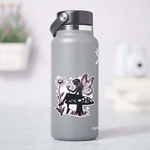 Cute Fairy Mushroom and Flower Black & Pink