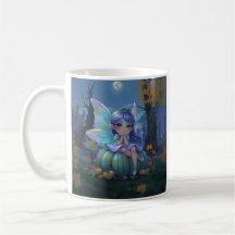 Cute Fairy on a Blue Pumpkin