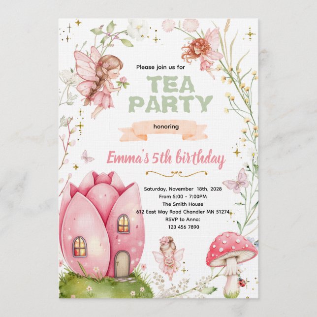 Cute fairy party invitation (Front)