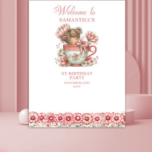 Cute Fairy Pastel Floral 1st Birthday Backdrop Tapestry