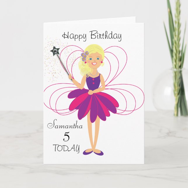 Cute Fairy Personalised Birthday Card (Front)