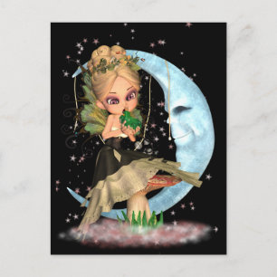 Cute Fairy Post Card With Fairy Kissing Frog