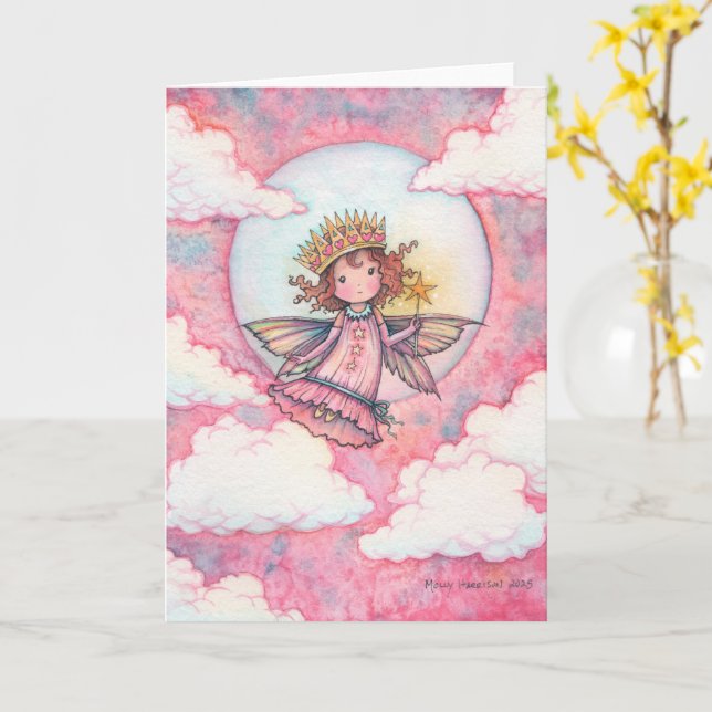 Cute Fairy Princess All Occasion Card (Yellow Flower)