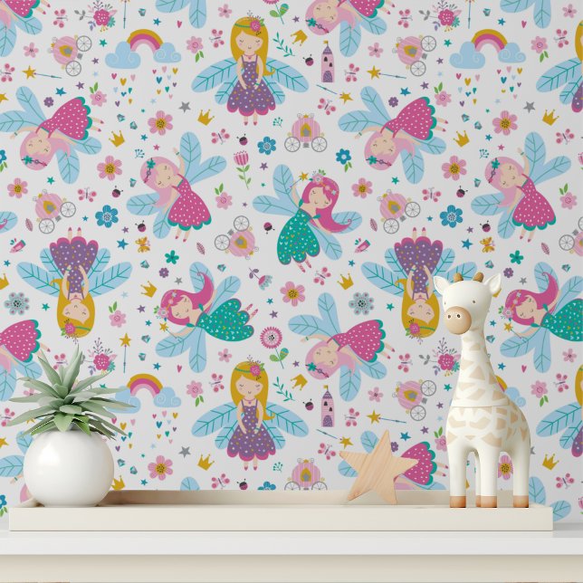 Cute Fairy Princess Girl Modern Kids Pattern Wallpaper (Creator Uploaded)