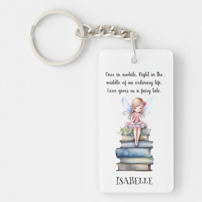 Cute Fairy Quote Books Key Ring (Front)