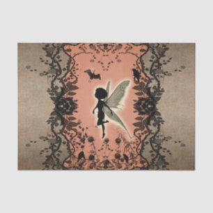 Cute fairy silhouette with glowing shine, tissue paper