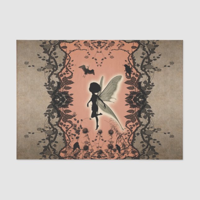Cute fairy silhouette with glowing shine, tissue paper (Front)