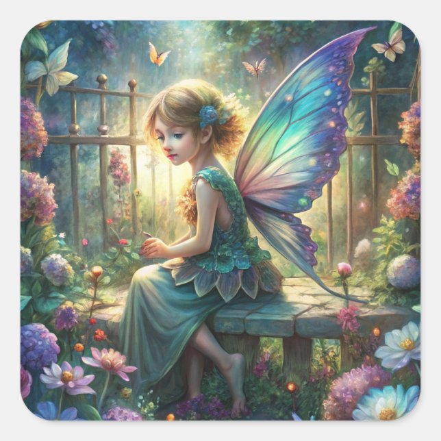 Cute Fairy  Square Sticker (Front)