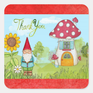 Cute Fairy Tale Elf Gnome Thank You Stickers