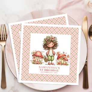 Cute Fairy Whimsical Pink Birthday Celebration Napkin