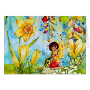 Cute Fairy With A Ladybug Greeting Card
