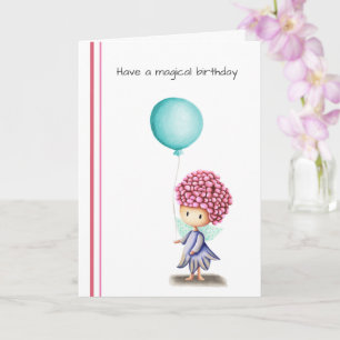 Cute Fairy with Balloon Personalised Birthday Card