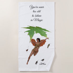 Cute Fairy With Brown Wings Beach Towel