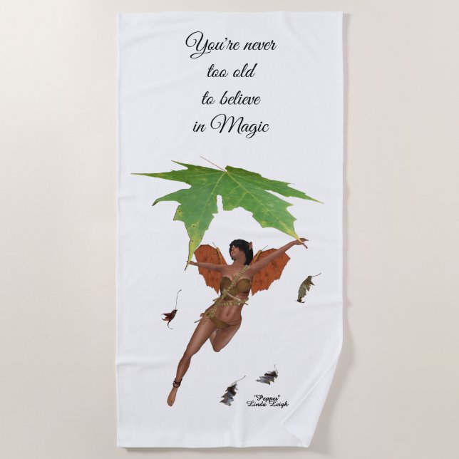 Cute Fairy With Brown Wings Beach Towel (Front)