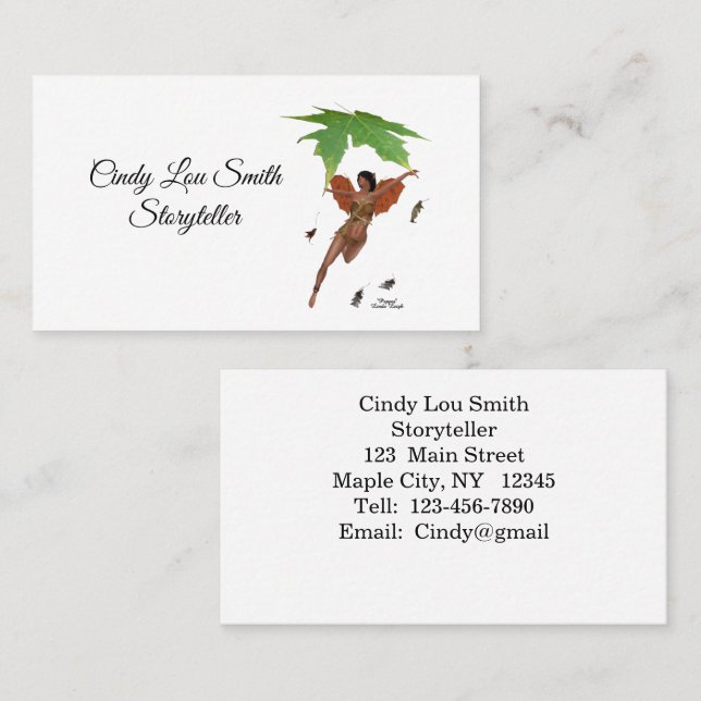 Cute Fairy With Brown Wings Business Card (Front/Back)