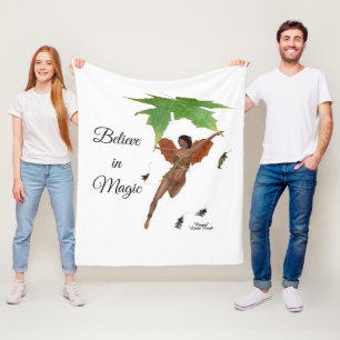 Cute Fairy With Brown Wings Fleece Blanket