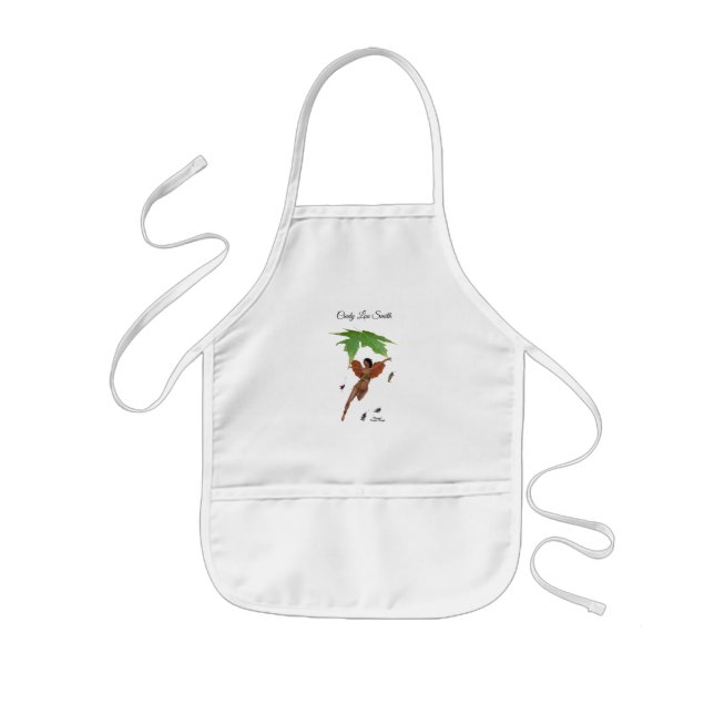 Cute Fairy With Brown Wings Girls Pocket Apron (Front)