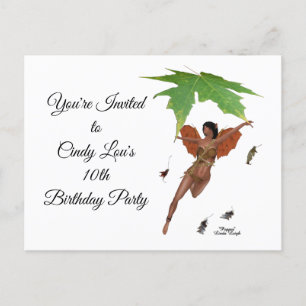 Cute Fairy With Brown Wings Invitation Postcard