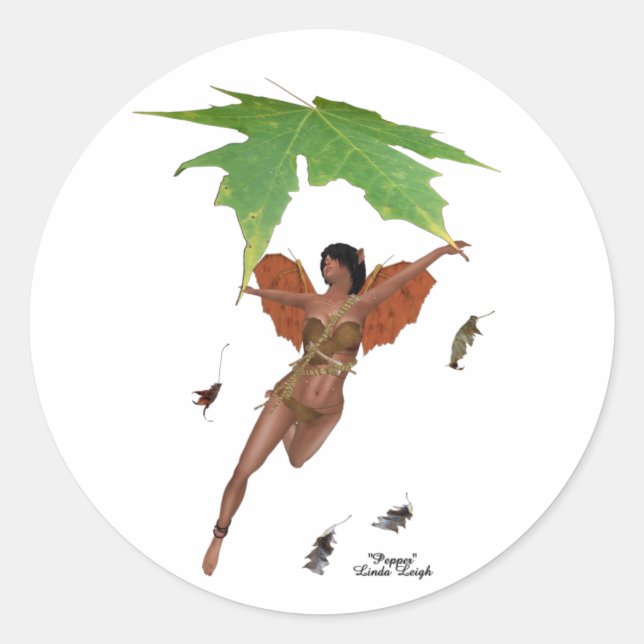 Cute Fairy With Brown Wings Stickers (Front)