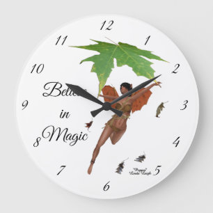 Cute Fairy With Brown Wings Wall Clock