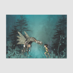 Cute fairy with steam dragon tissue paper