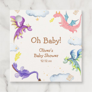 Cute Fairytale Magic Dragon Baby Shower  Favour Tags