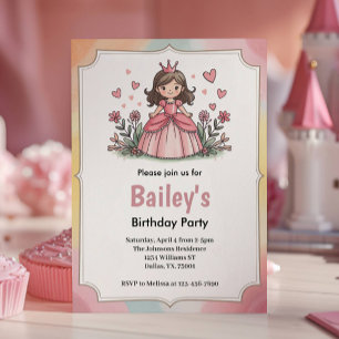 Cute Fairytale Princess Girl Birthday Invitation