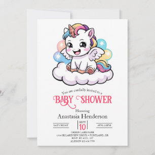 Cute Fairytale Unicorn Baby Shower Invitation