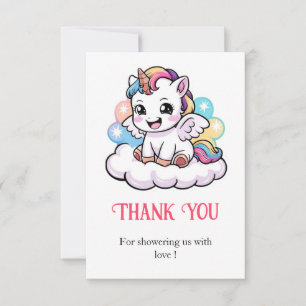 Cute Fairytale Unicorn Baby Shower Thank You Card