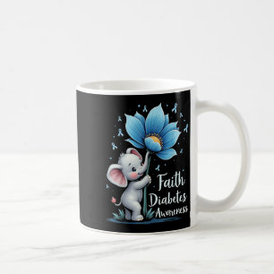 Cute Faith Elephant Diabetes Awareness Retro Sunfl Coffee Mug